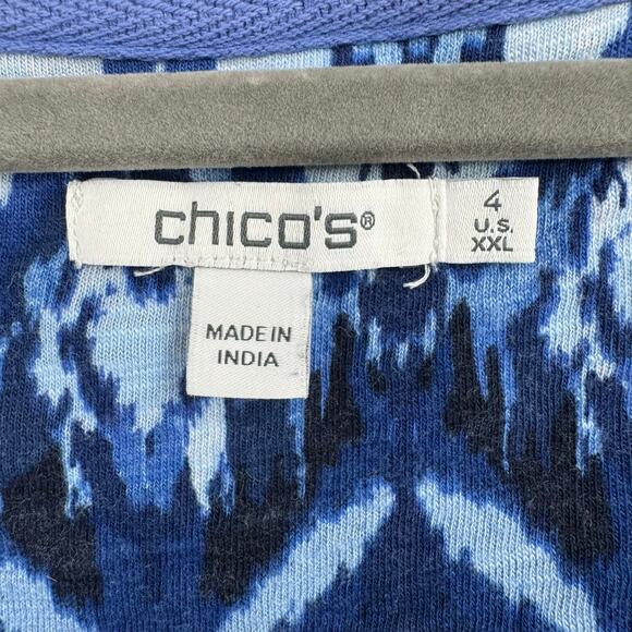 Chico's Geometric Print Scoop Neck T-Shirt Womens XXL Blue Short Sleeve - Picture 5 of 9